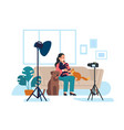 veterinary blogger sits in front of camera vector image vector image