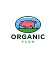 pig logo line organic farm concept badge logo vector image vector image