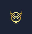 bird wing emblem round gold logo vector image