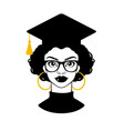 lack girl in a graduation cap and glasses vector image