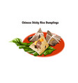 a chinese sticky rice dumplings on red plate vector image