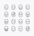 emoji face line icons set on a white background vector image