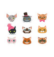 Set of cute cartoon cats curls lines Royalty Free Vector