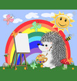 artist paints a picture landscape vector image