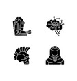 cyberpunk augmentations black glyph icons set vector image vector image