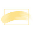 line frame and brush painted yellow watercolor vector image