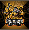 arabian archer esport mascot logo design vector image