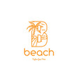 letter b with palm tree wave sea sunset vector image vector image