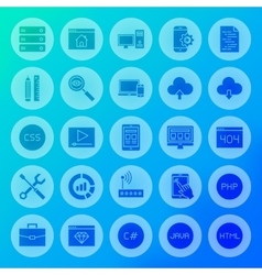 Programming Line Icons Circle Royalty Free Vector Image