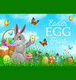 happy easter poster with bunny decorate egg vector image