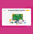 math science landing page template tiny students vector image