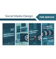 social media banner set with tire service promo vector image