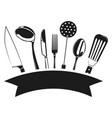 cooking label logo kitchen tools with black vector image
