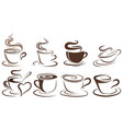 set cups coffee collection stylized vector image vector image