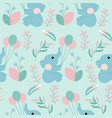 baby elephant and flowers in a seamless pattern vector image