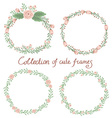 floral frame collection set of cute retro flowers vector image