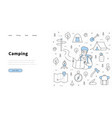 camping banner with sketch man hiker map vector image
