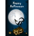 halloween black cat on moon background vector image