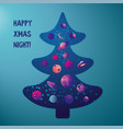 christmas tree with space stars and planet inside vector image