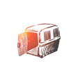 pet animal carrier cage transportation concept vector image vector image