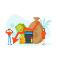 tiny people with graph falling purse and money vector image vector image