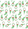 seamless print set of christmas santa gnome elf vector image vector image