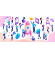 isometric set young people to create bright vector image