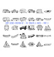 set linear icons camper trailers part 2 vector image