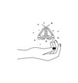 magic hands with night moth outline celestial vector image