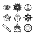 marine sea icons set vector image