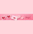 valentines day paper cut pink sunglasses banner vector image
