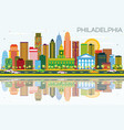 philadelphia skyline with color buildings blue vector image