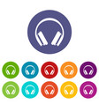 protective headphones set icons vector image