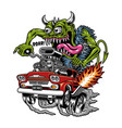monster driving hot rod cartoon graphics vector image