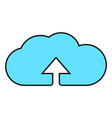 data upload icon blue cloud with upward arrow vector image