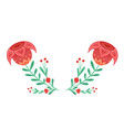 clipart frame with red flowers on stems with folk vector image
