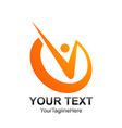 initial letter v logo template colored orange vector image vector image