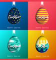 set of four eggs happy colorful easter background vector image vector image