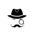 a mustache detective in hat and with monocle vector image