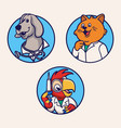 doctors dogs cats and parrots animal logo mascot vector image