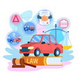 car insurance traffic sign contract and handshake vector image