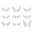 black outline wing icon set isolated vector image