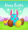 happy easter greeting card in cartoon style vector image vector image