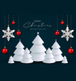 merry christmas banner modern white 3d christmas vector image