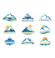 mountains logo set mountain peak landscape vector image