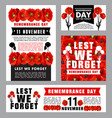 remembrance day memorial card of red poppy flower vector image vector image