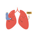 lungs with asthma inhaler vector image