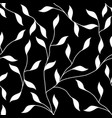 white leaves and vines on black seamless pattern vector image vector image