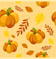 autumn ripe pumpkins and foliage from trees vector image