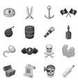 pirate culture symbols icons set monochrome vector image vector image